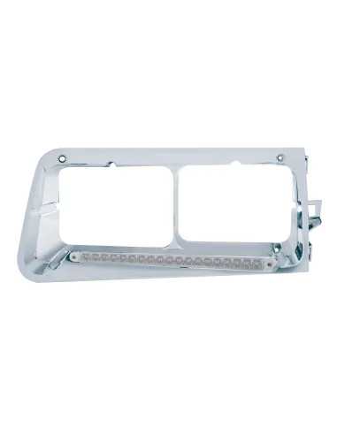 UP32487-19 LED Headlight Bezel For 1989-2009 Freightliner FLD - Driver - Amber LED/Clear Lens