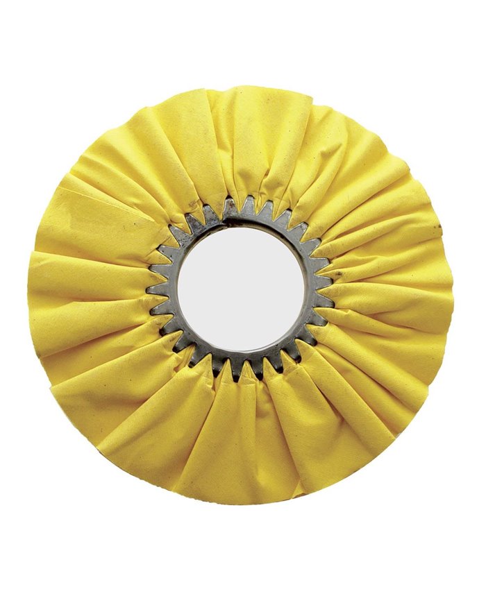 (CARD) 10" YELLOW TREATED AIRWAY BUFF - 16 PLY, 3" ARBOR