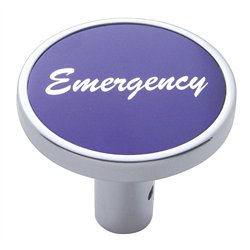UP23329-"Emergency" Long Air Valve Knob - Purple Aluminum Sticker