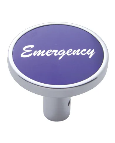 UP23329-"Emergency" Long Air Valve Knob - Purple Aluminum Sticker