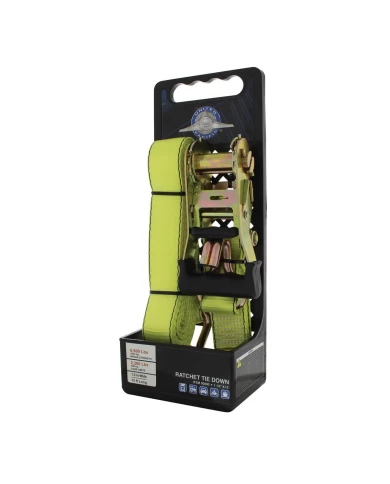 (PACK) 1.5" X 15' RACHET TIE DOWN WITH J HOOK, 6600 LBS BREAK STRENGTH (PACK) 1.5" X 15' RACHET TIE DOWN WITH J HOOK, 6600 LBS BREAK STRENGTH