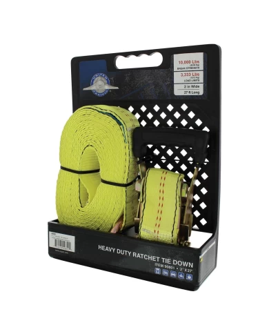 (PACK) 2" X 27' RACHET TIE DOWN WITH J HOOK, 10K LBS BREAK STRENGTH (PACK) 2" X 27' RACHET TIE DOWN WITH J HOOK, 10K LBS BREAK STRENGTH