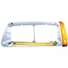 UP32493-19 LED Headlight Bezel With Turn Signal For 1989-2009 Freightliner FLD - Driver - Amber LED/Amber Lens