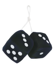 (BULK) 3" x 3" CLASSIC FUZZY DICE - BLACK