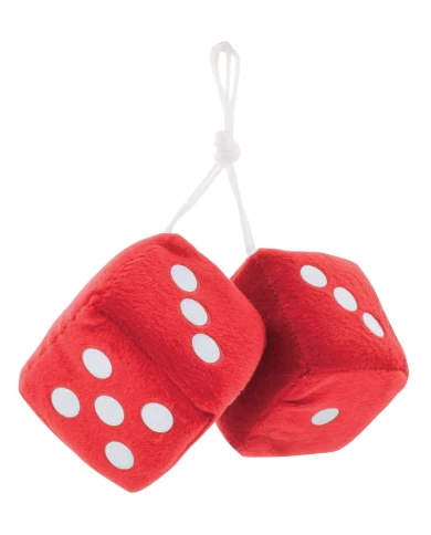 (BULK) 3" x 3" CLASSIC FUZZY DICE - RED (BULK) 3" x 3" CLASSIC FUZZY DICE - RED