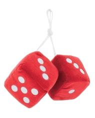 (BULK) 3" x 3" CLASSIC FUZZY DICE - RED