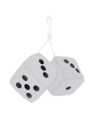 (BULK) 3" x 3" CLASSIC FUZZY DICE - WHITE