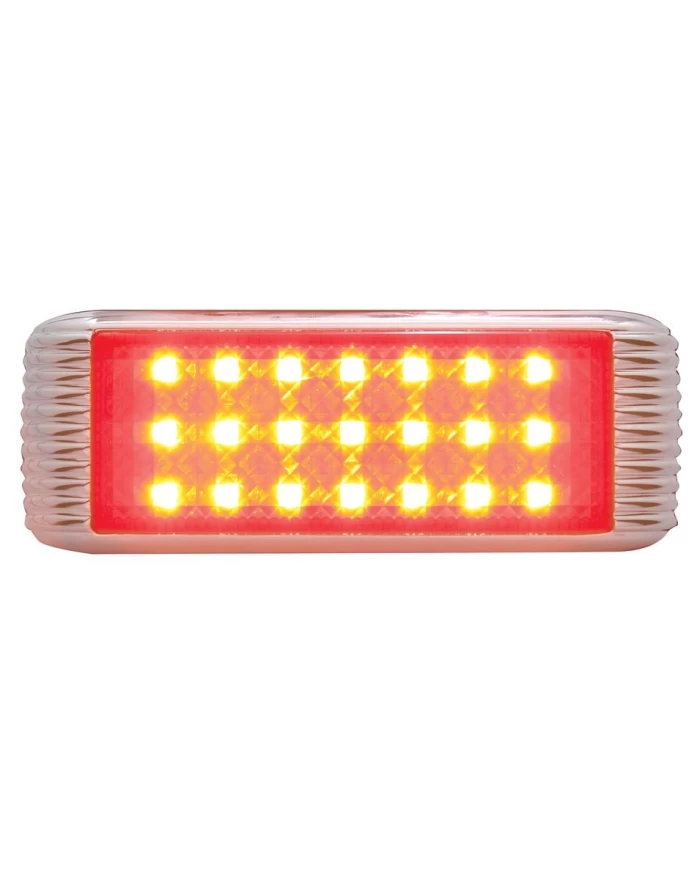 (CARD) 21 RED LED FLUSH MOUNT S/T/T & P/T/C LIGHT WITH BEZEL - RED LENS