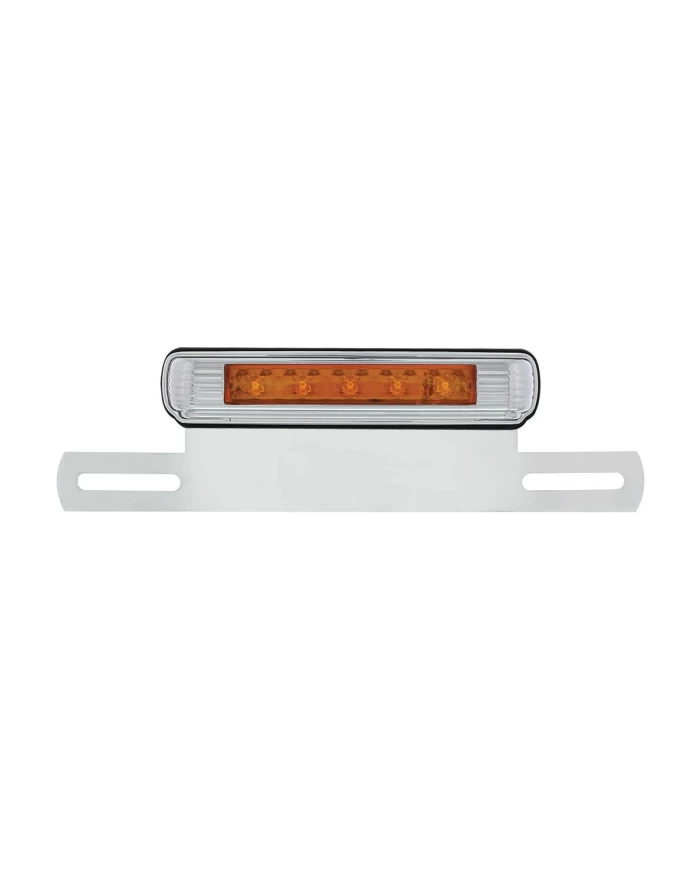 (CARD) CHROME LICENSE PLATE BRACKET WITH AMBER LED AUX LIGHT AND LICENSE PLATE LIGHT (CARD) CHROME LICENSE PLATE BRACKET WITH AMBER LED AUX LIGHT AND LICENSE PLATE LIGHT