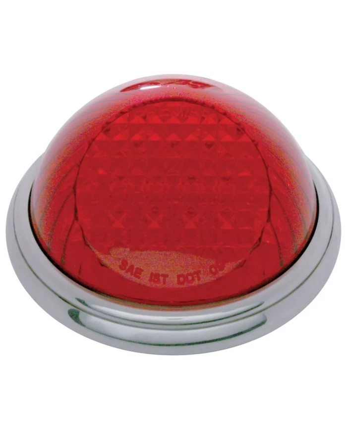 (BULK) 22 RED LED VINTAGE ROUND S/T/T LIGHT - FLUSH MOUNT