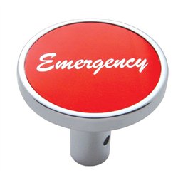 UP23330-"Emergency" Long Air Valve Knob - Red Aluminum Sticker
