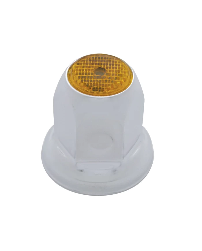 (BULK) CHROME 33mm x 2" NUT COVER W/ FLANGE & REFLECTOR - AMBER (BULK) CHROME 33mm x 2" NUT COVER W/ FLANGE & REFLECTOR - AMBER