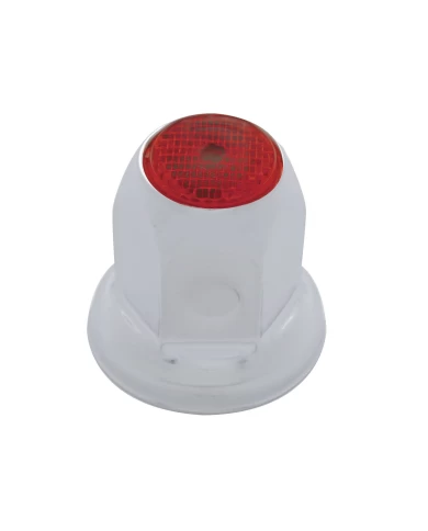 (BULK) CHROME 33mm x 2" NUT COVER W/ FLANGE & REFLECTOR - RED (BULK) CHROME 33mm x 2" NUT COVER W/ FLANGE & REFLECTOR - RED