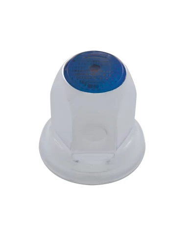 (BULK) CHROME 33mm x 2" NUT COVER W/ FLANGE & REFLECTOR - BLUE