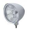 UP32510-Chrome "Chopper" Headlight With Smooth Visor Crystal H4 Bulb