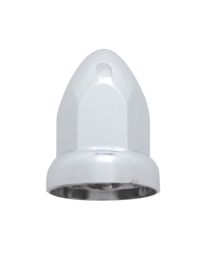 (BULK) CHROME PLASTIC 33mm x 2 3/4" BULLET PUSH-ON NUT COVER W/ LARGE FLANGE (BULK) CHROME PLASTIC 33mm x 2 3/4" BULLET PUSH-ON NUT COVER W/ LARGE FLANGE
