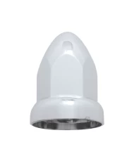 (BULK) CHROME PLASTIC 33mm x 2 3/4" BULLET PUSH-ON NUT COVER W/ LARGE FLANGE (BULK) CHROME PLASTIC 33mm x 2 3/4" BULLET PUSH-ON NUT COVER W/ LARGE FLANGE