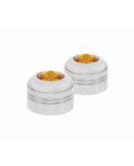 (2/CARD) CHROME ALUMINUM 9/16" NUT COVER W/ DIAMOND - AMBER (2/CARD) CHROME ALUMINUM 9/16" NUT COVER W/ DIAMOND - AMBER
