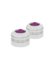 (2/CARD) CHROME ALUMINUM 9/16" NUT COVER W/ DIAMOND - PURPLE (2/CARD) CHROME ALUMINUM 9/16" NUT COVER W/ DIAMOND - PURPLE