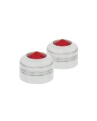 (2/CARD) CHROME ALUMINUM 9/16" NUT COVER W/ DIAMOND - RED (2/CARD) CHROME ALUMINUM 9/16" NUT COVER W/ DIAMOND - RED