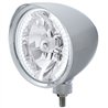 UP32512-Chrome "Chopper" Headlight With Smooth Visor H4 Bulb With 34 White LED