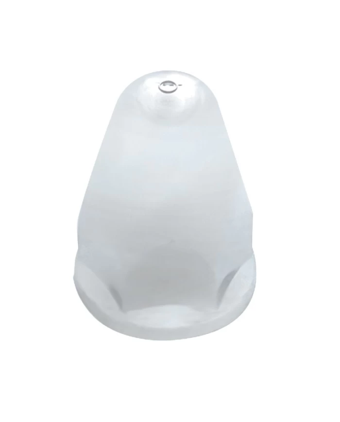 (BULK) CHROME PLASTIC 33mm x 2 5/8" SLOTTED BULLET PUSH-ON NUT COVER W/ FLANGE