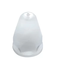 (BULK) CHROME PLASTIC 33mm x 2 5/8" SLOTTED BULLET PUSH-ON NUT COVER W/ FLANGE (BULK) CHROME PLASTIC 33mm x 2 5/8" SLOTTED BULLET PUSH-ON NUT COVER W/ FLANGE