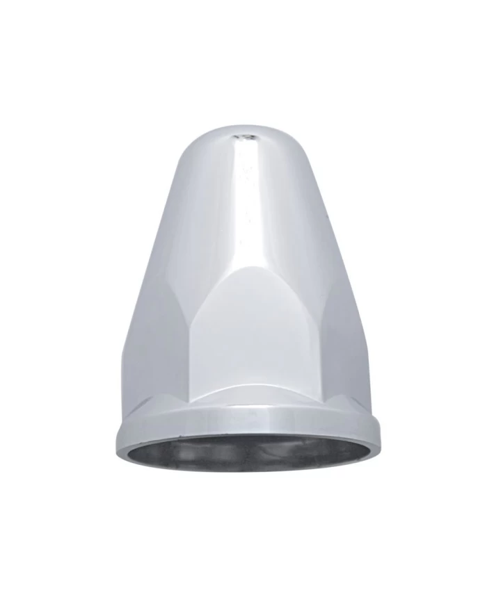 (BULK) CHROME PLASTIC 33mm x 2 5/8" SLOTTED BULLET PUSH-ON NUT COVER W/ FLANGE