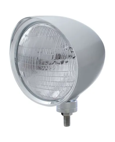 UP32515-Chrome "Chopper" Headlight With Smooth Visor 6014 Bulb