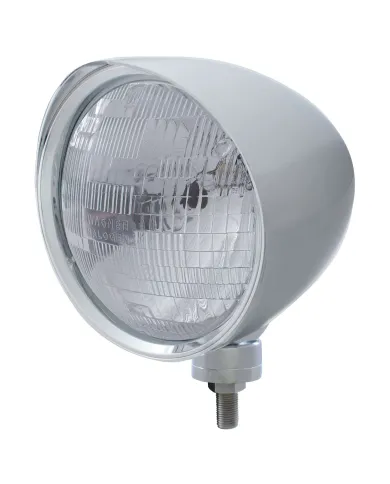 UP32516-Chrome "Chopper" Headlight With Smooth Visor H6024 Bulb