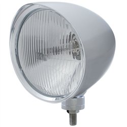 UP32517-Chrome "Chopper" Headlight With Smooth Visor H4 Bulb