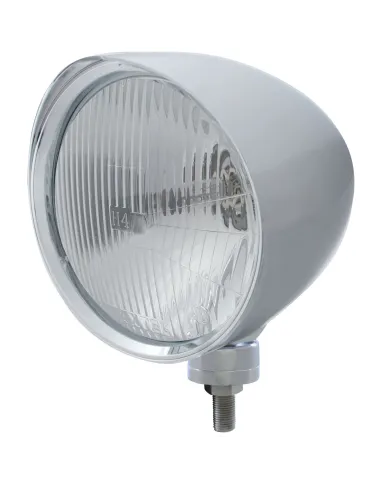 UP32517-Chrome "Chopper" Headlight With Smooth Visor H4 Bulb