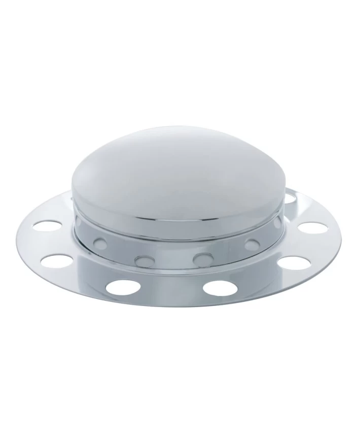 (BULK) CHROME FRONT 3PC. AXLE COVER W/ DOME HUB CAP - UNI-MOUNT (BULK) CHROME FRONT 3PC. AXLE COVER W/ DOME HUB CAP - UNI-MOUNT