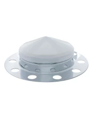 (BULK) CHROME FRONT 3PC. AXLE COVER W/ POINTED HUB CAP - UNI-MOUNT (BULK) CHROME FRONT 3PC. AXLE COVER W/ POINTED HUB CAP - UNI-MOUNT