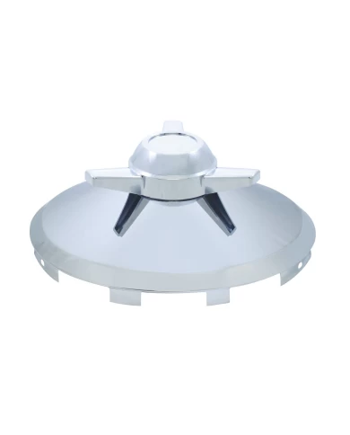 (BULK) CHROME UNIVERSAL FRONT HUB CAP WITH 3 BAR STRAIGHT STYLE SPINNER - 7/16" LIP (BULK) CHROME UNIVERSAL FRONT HUB CAP WITH 3 BAR STRAIGHT STYLE SPINNER - 7/16" LIP