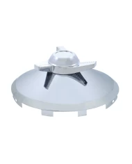 (BULK) CHROME UNIVERSAL FRONT HUB CAP WITH 3 BAR LEFT SWING STYLE SPINNER - 7/16" LIP