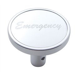 UP23331-"Emergency" Long Air Valve Knob - Silver Aluminum Sticker