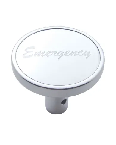 UP23331-"Emergency" Long Air Valve Knob - Silver Aluminum Sticker