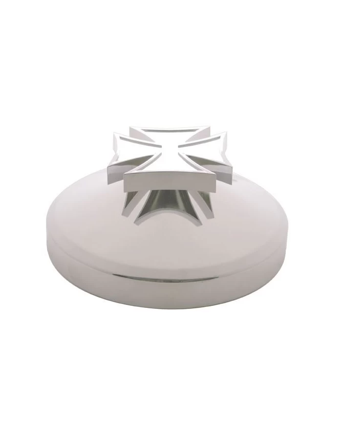 (BULK) CHROME 8" REAR HUB CAP W/ IRON CROSS SPINNER (BULK) CHROME 8" REAR HUB CAP W/ IRON CROSS SPINNER