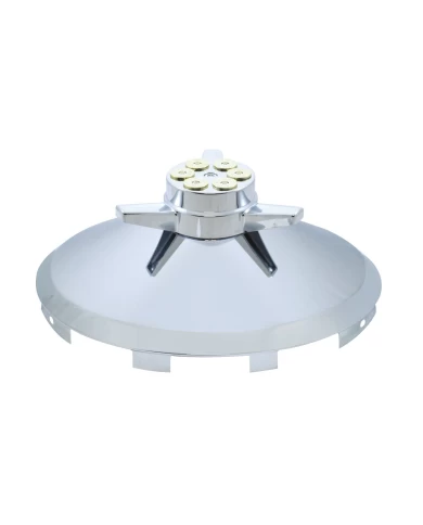 (BULK) CHROME UNIVERSAL FRONT HUB CAP WITH GUN CYLINDER STYLE SPINNER - 7/16" LIP