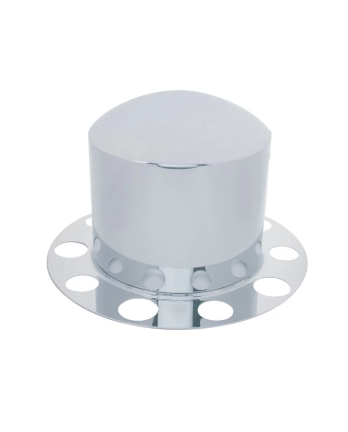 (BULK) CHROME REAR 2PC. AXLE COVER - STEEL RING (BULK) CHROME REAR 2PC. AXLE COVER - STEEL RING