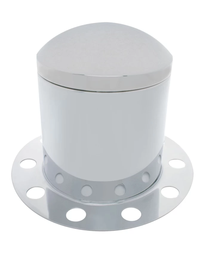 (BULK) CHROME REAR 3PC. AXLE COVER - 10 HOLES UNI-MOUNT RING