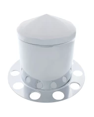 (BULK) CHROME POINTED REAR 3PC. AXLE COVER - STEEL RING (BULK) CHROME POINTED REAR 3PC. AXLE COVER - STEEL RING