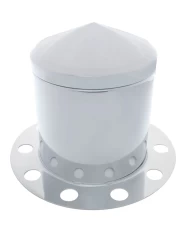 (BULK) CHROME POINTED REAR 3PC. AXLE COVER - 10 HOLES UNI-MOUNT RING (BULK) CHROME POINTED REAR 3PC. AXLE COVER - 10 HOLES UNI-MOUNT RING