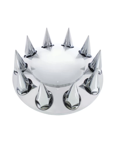 (CBOX) CHROME SPIKE FRONT AXLE COVER - 33MM THREAD-ON (CBOX) CHROME SPIKE FRONT AXLE COVER - 33MM THREAD-ON