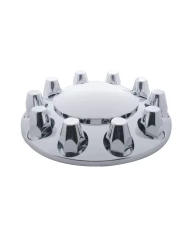 (CARD) CHROME PLASTIC FRONT AXLE COVER W/ REMOVABLE HUB CAP - 33mm THREAD-ON NUT COVER (CARD) CHROME PLASTIC FRONT AXLE COVER W/ REMOVABLE HUB CAP - 33mm THREAD-ON NUT COVER