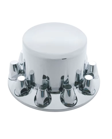 CHROME PLASTIC REAR AXLE COVER W/ REMOVABLE HUB CAP - 33mm THREAD-ON NUT COVER CHROME PLASTIC REAR AXLE COVER W/ REMOVABLE HUB CAP - 33mm THREAD-ON NUT COVER