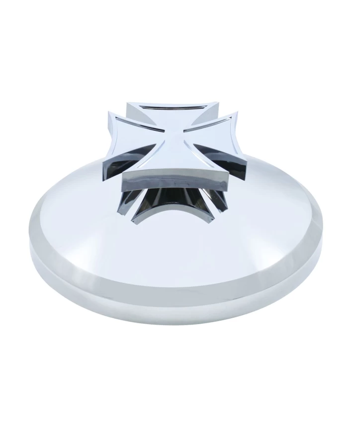 (BULK) CHROME PLASTIC REAR AXLE COVER HUB CAP W/ IRON CROSS SPINNER