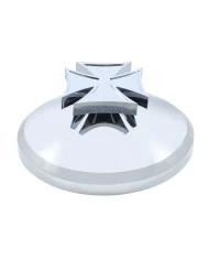 (BULK) CHROME PLASTIC REAR AXLE COVER HUB CAP W/ IRON CROSS SPINNER