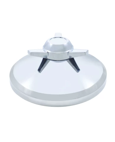 (BULK) CHROME PLASTIC REAR AXLE COVER HUB CAP W/ 3 BAR STRAIGHT SPINNER (BULK) CHROME PLASTIC REAR AXLE COVER HUB CAP W/ 3 BAR STRAIGHT SPINNER